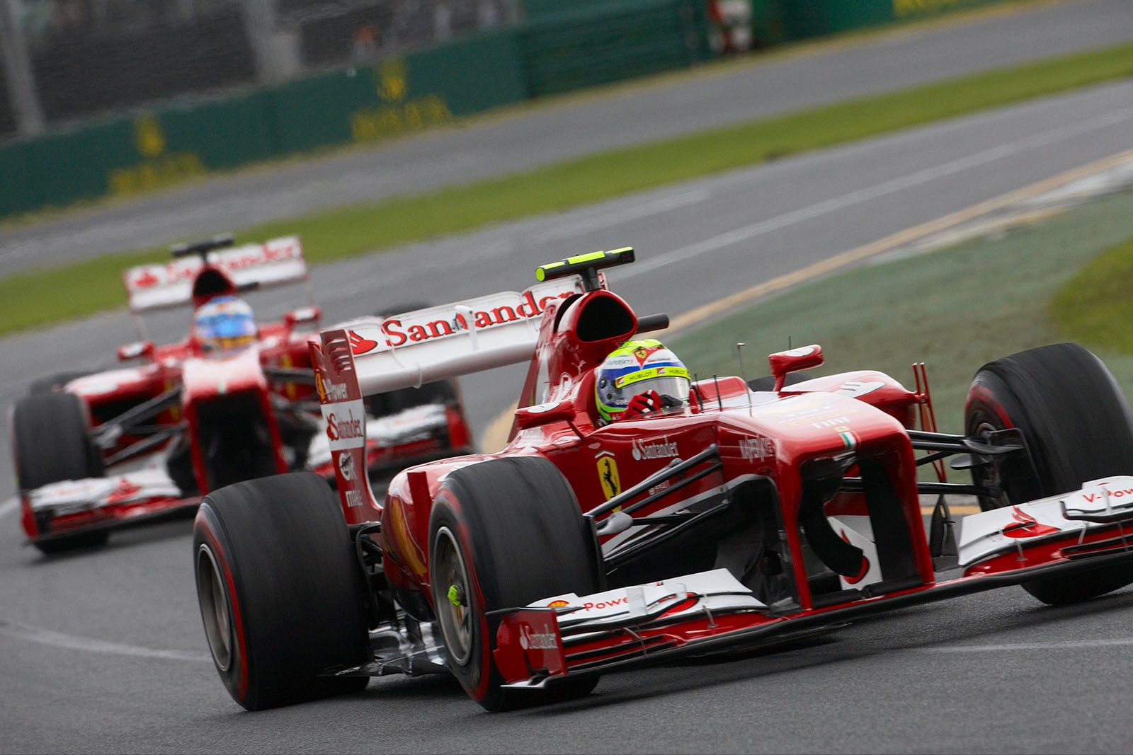 Felipe Massa, Ferrari, followed by team mate Alonso