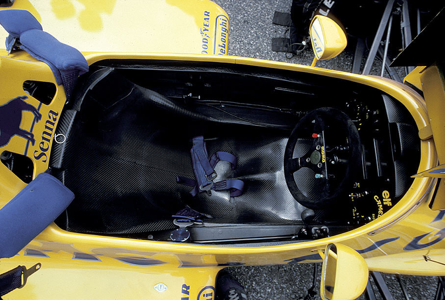 View in an empty Lotus cockpit