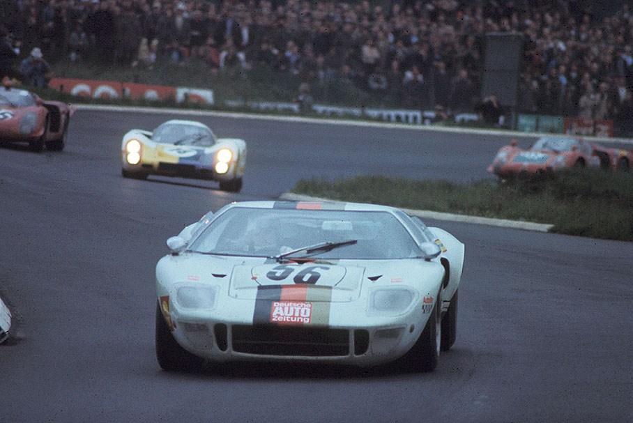 Helmut Kelleners (D) and Reinhold Jöst (D) on Ford GT40 #1081, IGFA Deutsche Auto Zeitung Köln
