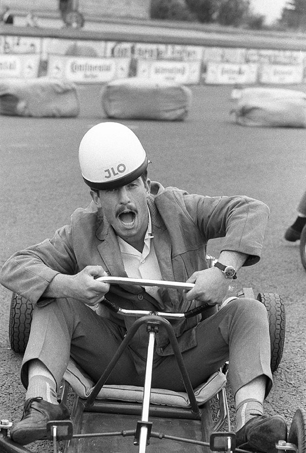 Rainer W. Schlegelmilch on a go-cart, Nuerburgring 1962