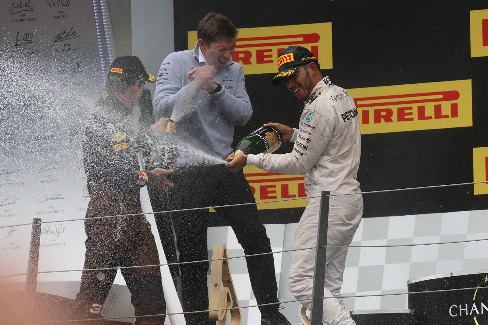 Champagne for Lewis Hamilton, winner of the Austrian Grand Prix, Spielberg, 2016