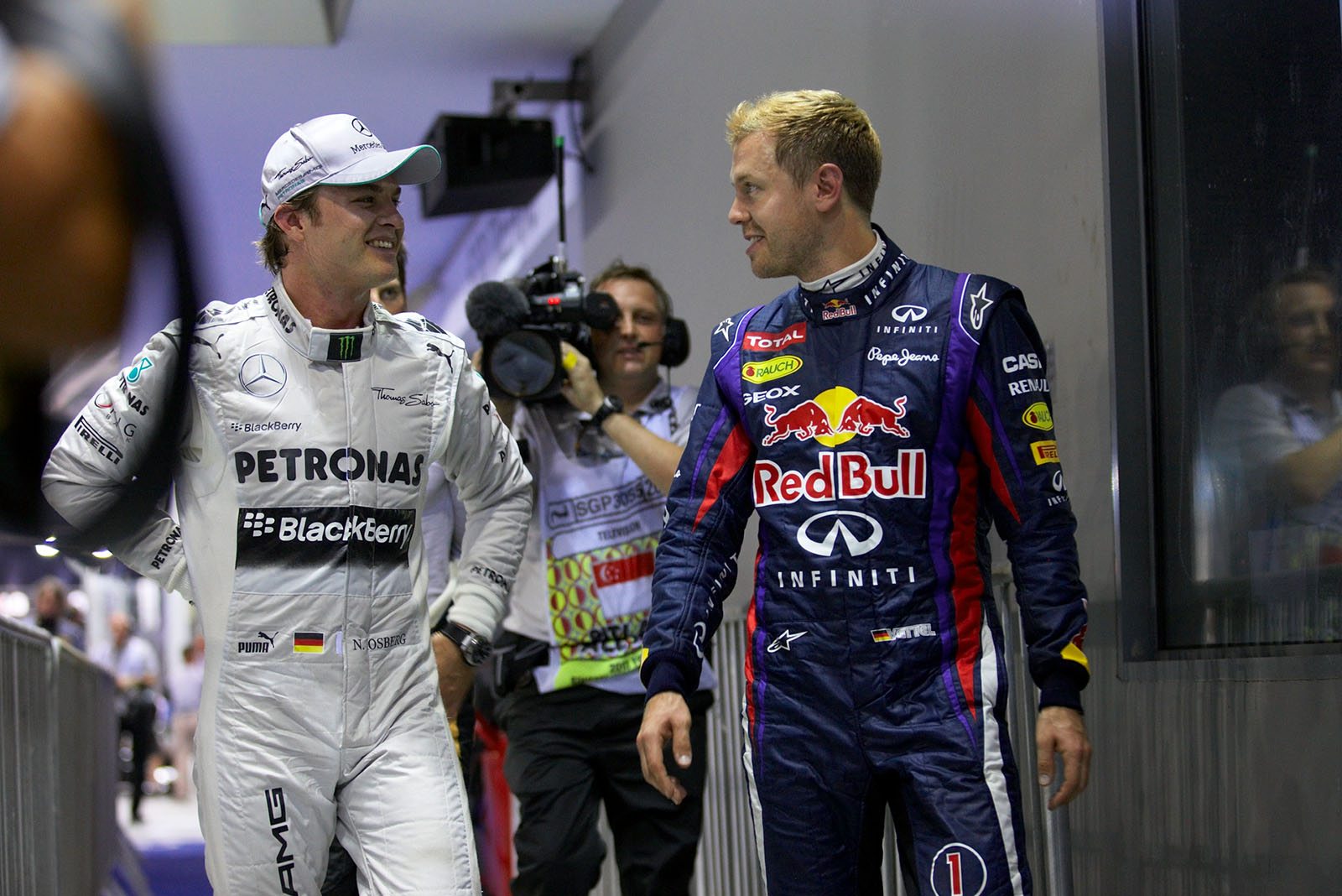The fastes two drivers after qualifying, Nico Rosberg and Sebastian Vettel