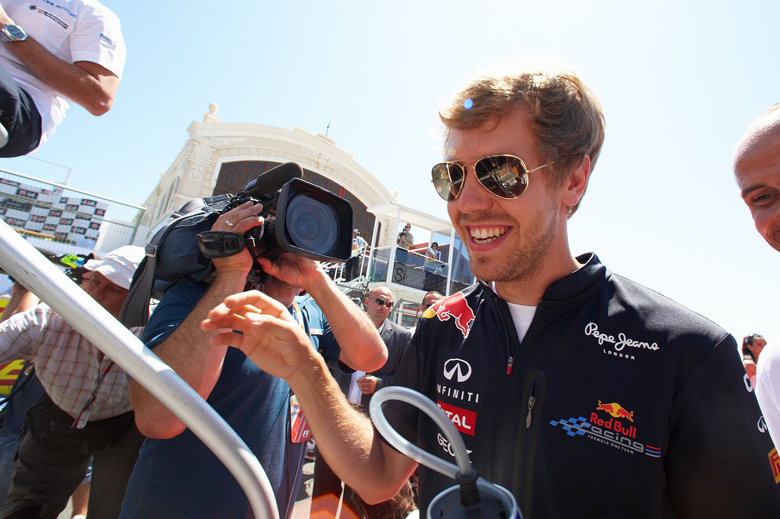 Sebastian Vettel walks to drivers parade