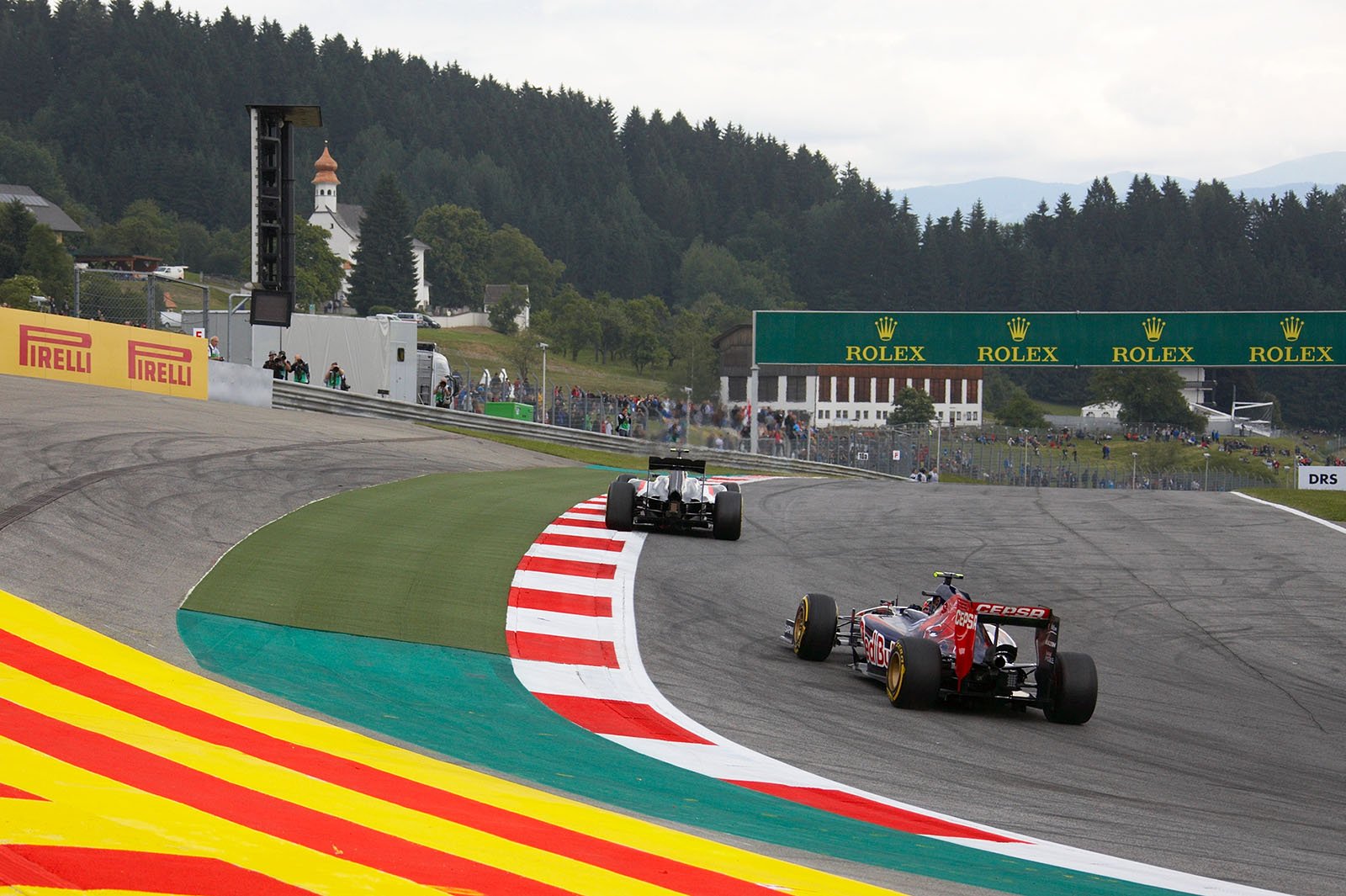 Turn two with track layout leading to a small part of the old Schonberg straight