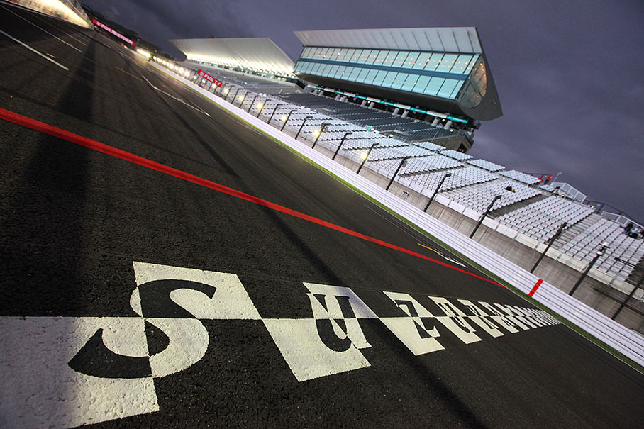 Suzuka's finish line is painted on the track's tarmac