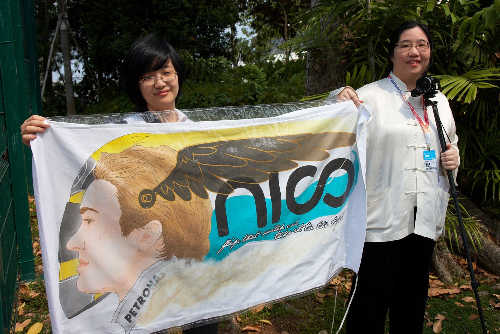 Rosberg fans proudly hold their banner