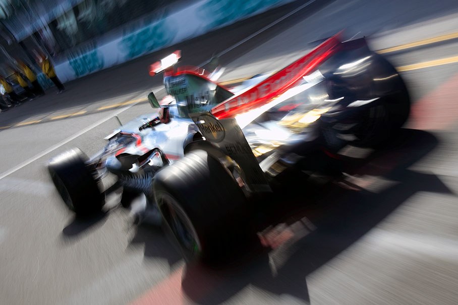 Kimi Raikkonen out of the pit lane