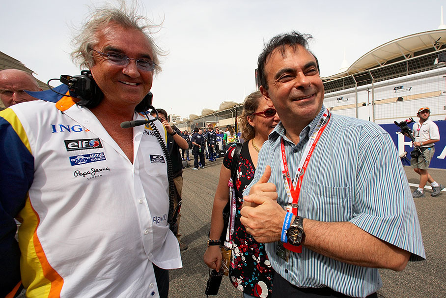 Renault F1 team principal Flavio Briatore with his boss, Renault president Carlos Ghosn