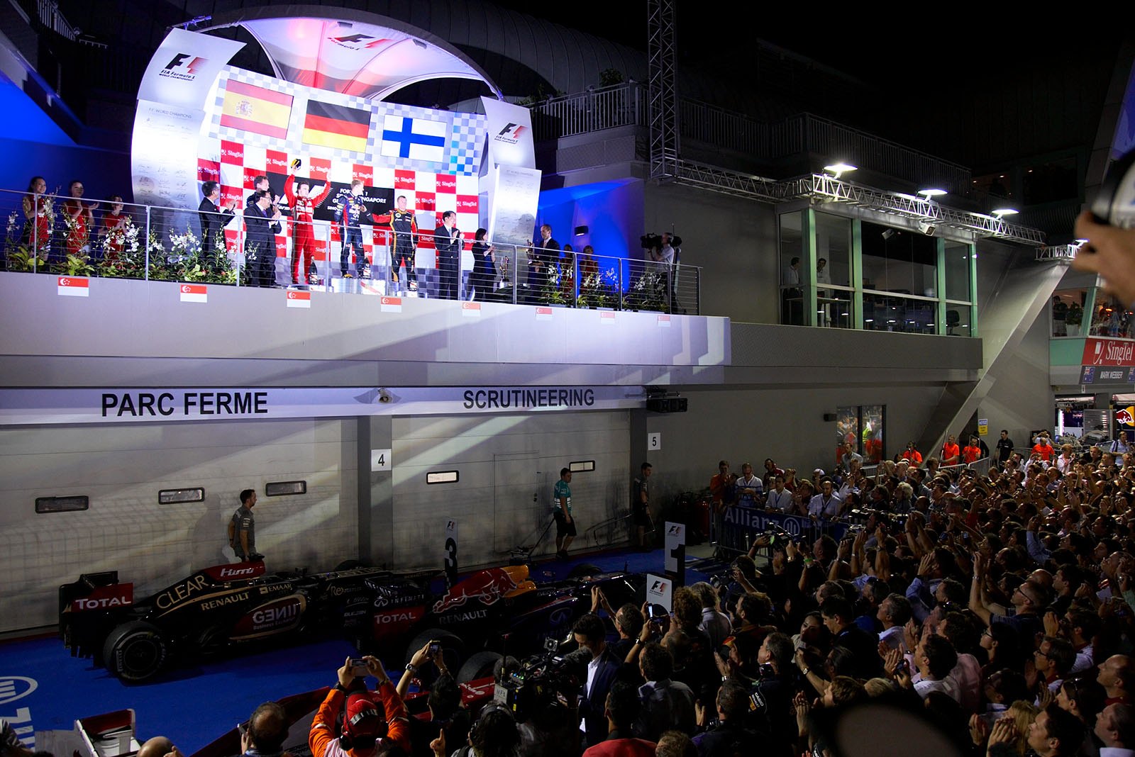 Podium ceremony, Singapore Grand Prix, 2013