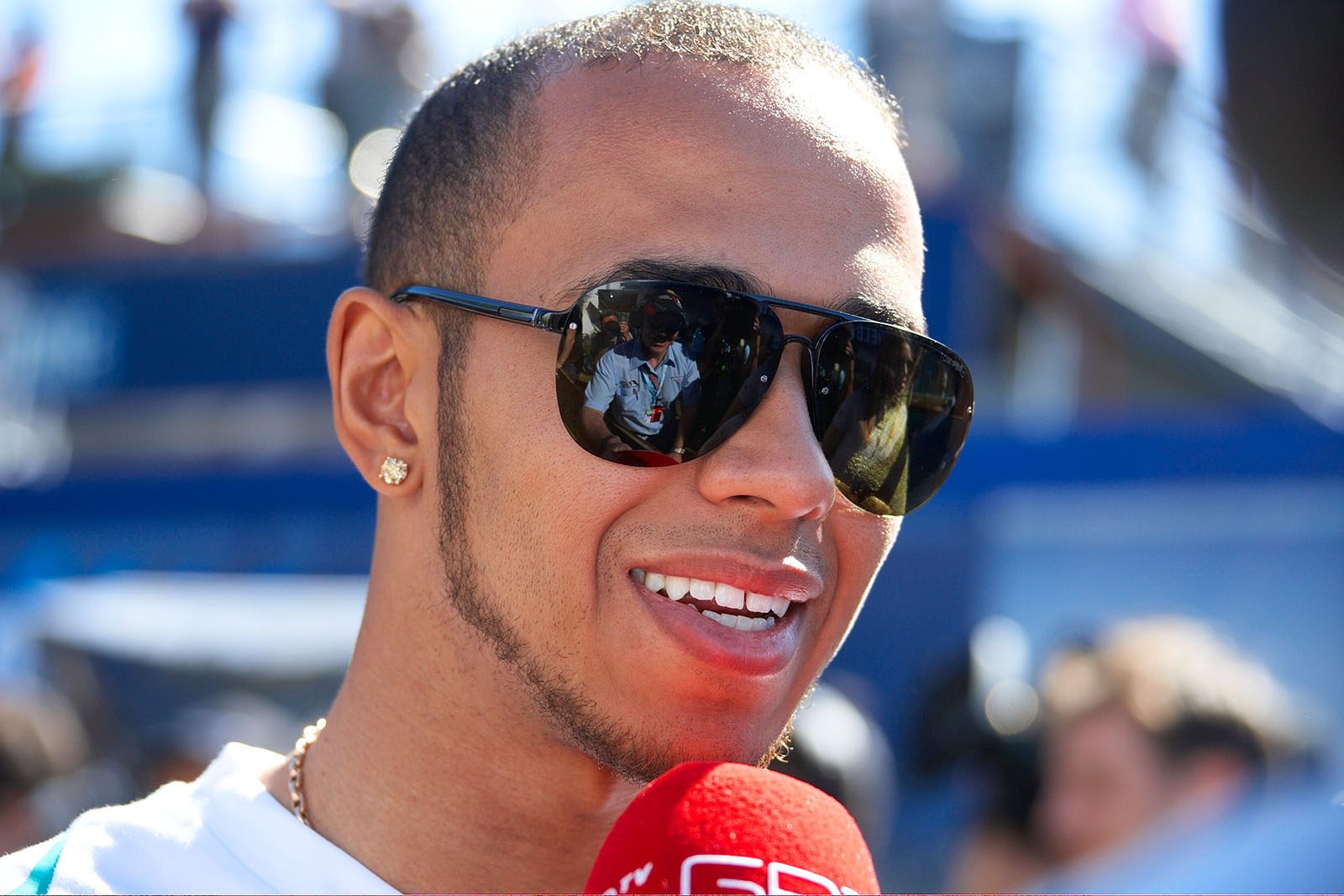Lewis Hamilton, Mercedes GP, gives an interview